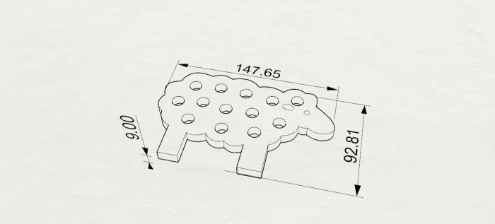 ابعاد سه بعدی محصولات چوبی دارمازو مدل گوسفند
