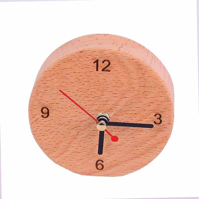 سفید1 ساعت چوبی دایره ای