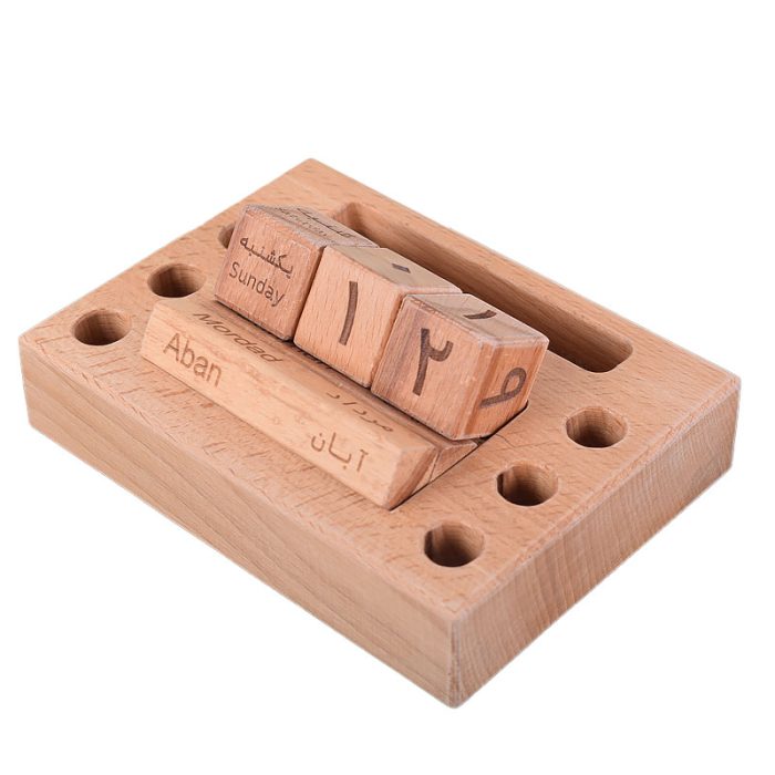 تقویم رومیزی چوبی دنا 17 تقویم چوبی مدل دنا