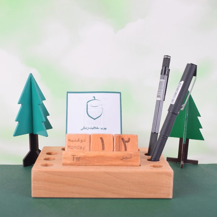 تقویم رومیزی چوبی دنا 8 تقویم چوبی مدل دنا