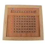 کودک در حال تمرین جدول ضرب انگلیسی با محصول چوبی سایمان